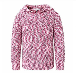 #2 DKNY Youth Pink Purple White Chenille Sweater Soft Hood Large Medium NWT